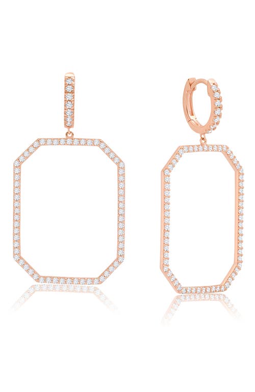 Crislu Hexagon Drop Huggie Hoop Earrings in Rose Gold at Nordstrom