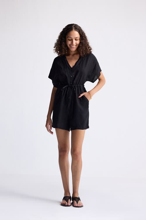 Reistor V Neck Drawstring Romper In Black