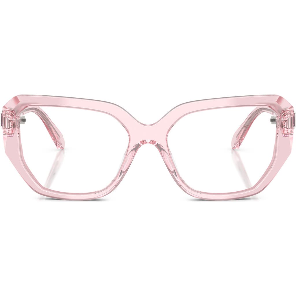 Swarovski 55mm Geometric Optical Glasses In Trans Pink
