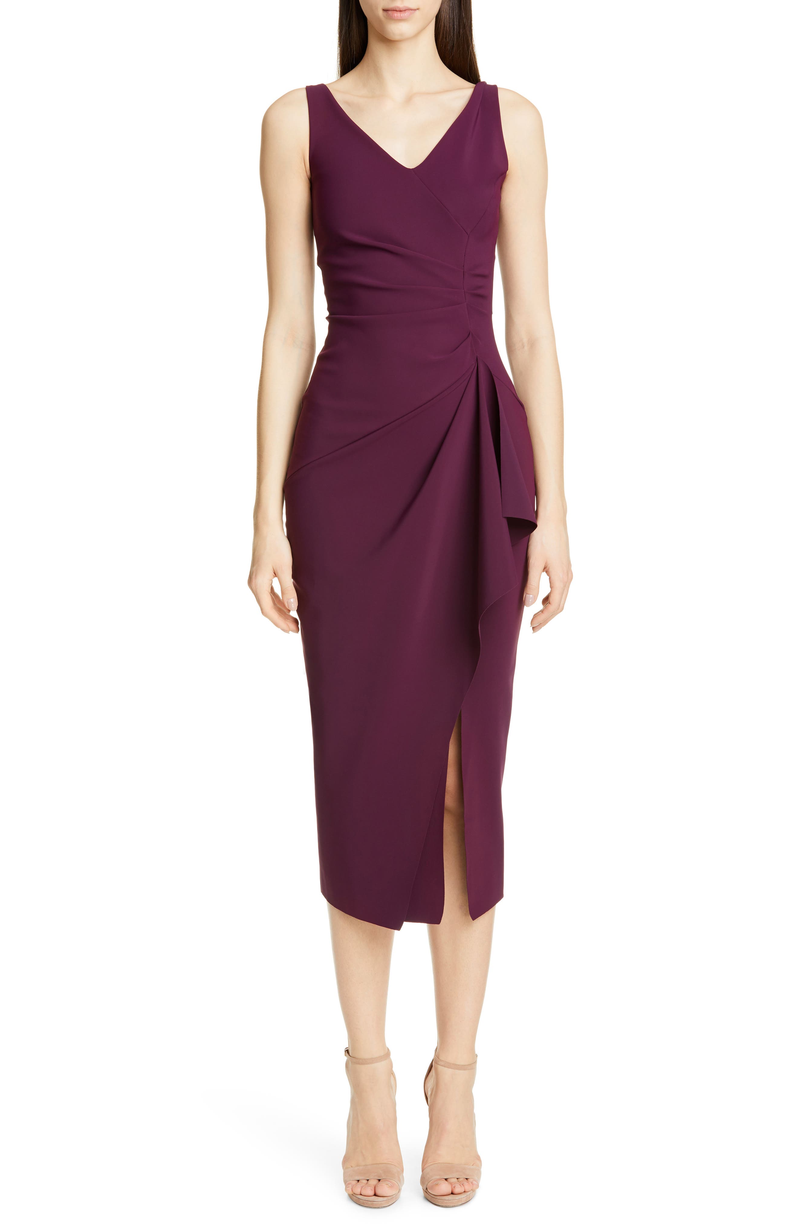 Chiara Boni La Petite Robe Kloty Ruched Midi Dress, US / 52 IT - Burgundy