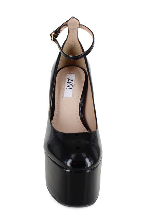 Zigi Nikole Ankle Strap Platform Pump In Black Patent