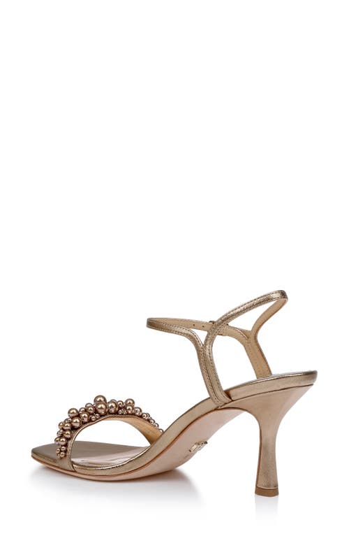 Shop Badgley Mischka Collection Caitlyn Metallic Satin Sandal In Bronze