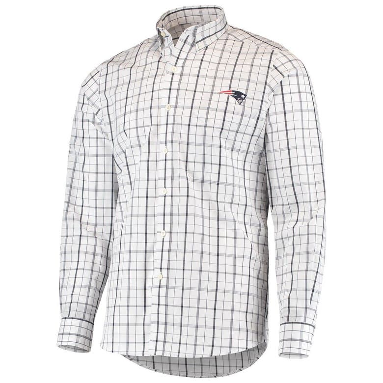 Men's Antigua White/Navy New England Patriots Keen Long Sleeve Button-Down Shirt Size: Small