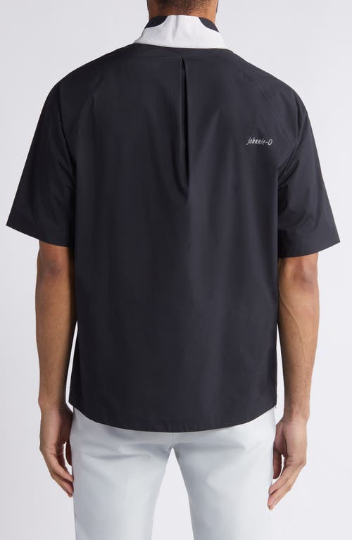 Johnnie-o Stealth Stowable Short Sleeve Pullover Rain Jacket In Black