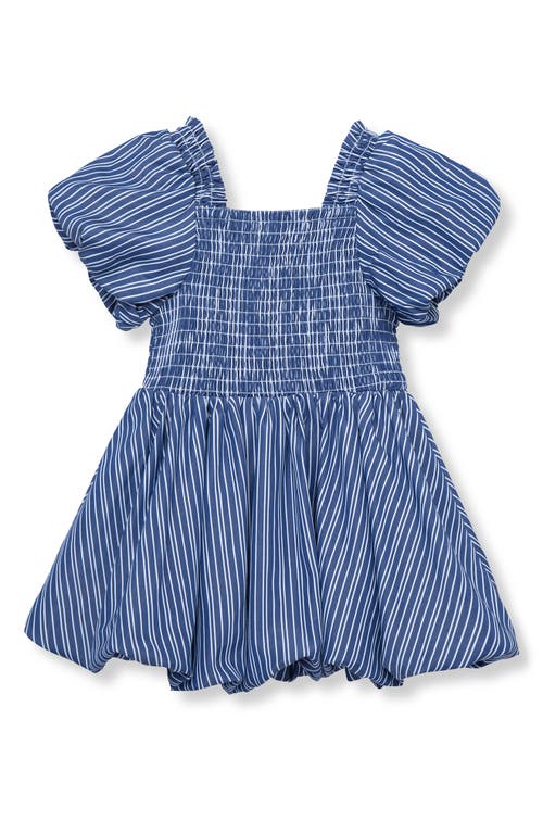 Shop Habitual Kids Stripe Puff Sleeve Bubble Dress In Blue Multi