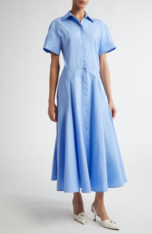 Shop Victoria Beckham Paneled Organic Cotton Poplin Shirtdress In Oxford Blue