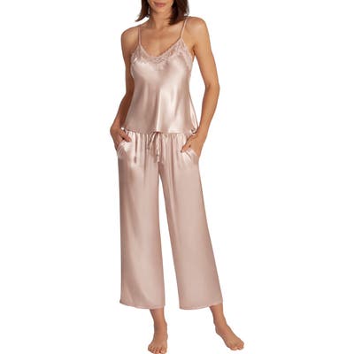 In Bloom By Jonquil Picture Perfect Satin Crop Pajamas, Pink