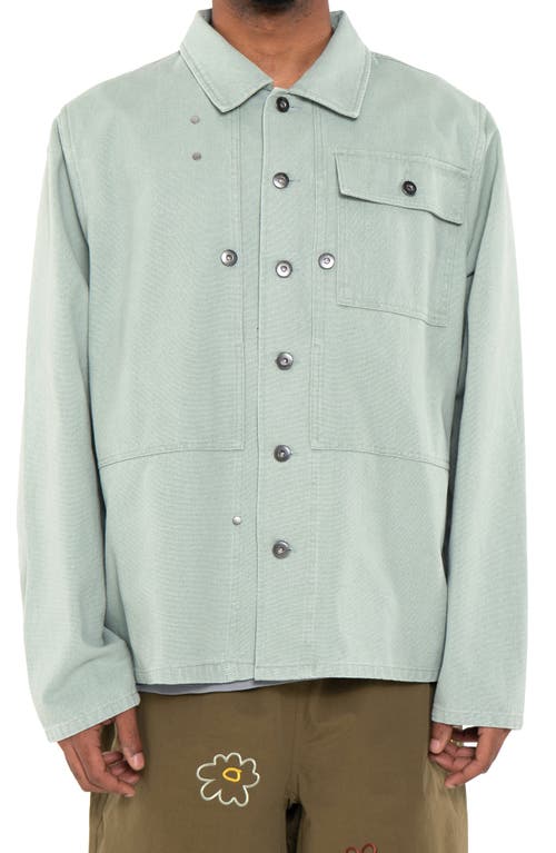 Pilot Flight Cotton Canvas Shirt Jacket in Sage