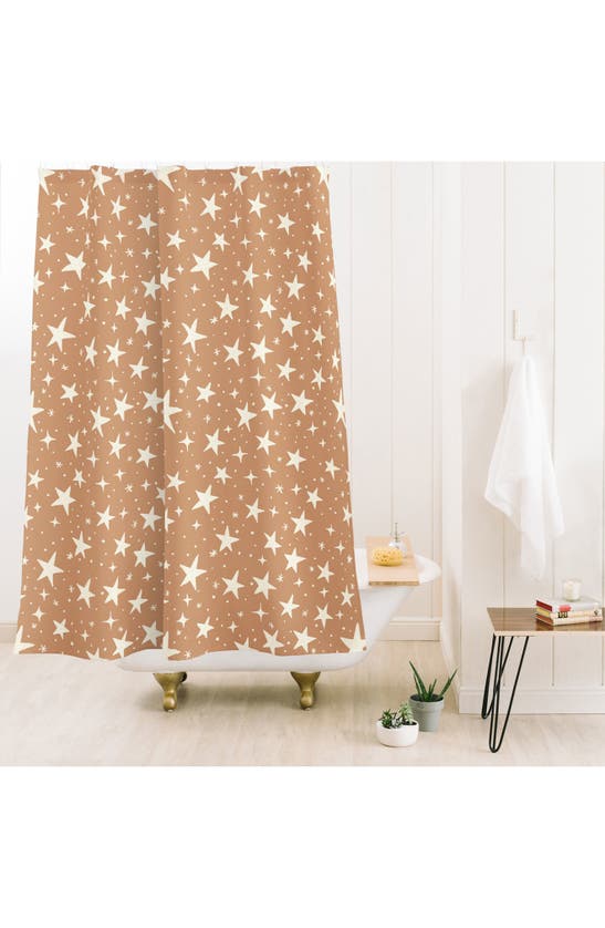Shop Deny Designs Star Print Shower Curtain In Brown