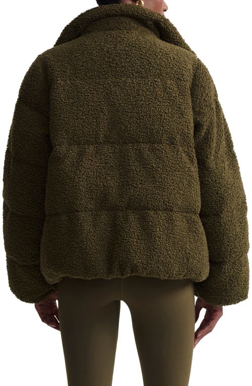 Shop Varley Wilkins Fleece Puffer Jacket In Dark Olive