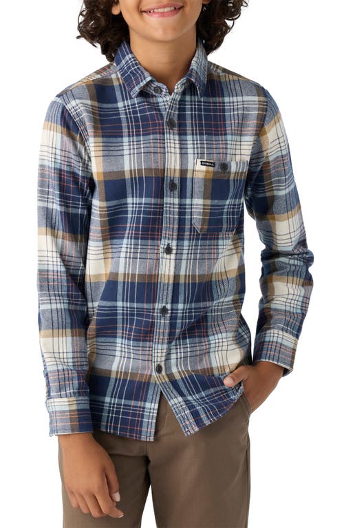 Shop O'neill Kids' Winslow Plaid Flannel Button-up Shirt In Navy