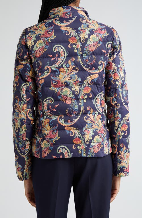 Shop Etro Paisley Down Puffer Jacket In Navy Multi