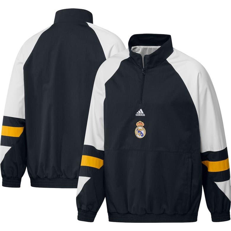 Adidas Originals Adidas Navy Real Madrid Football Icon Raglan Quarter-zip Top In Night Navy