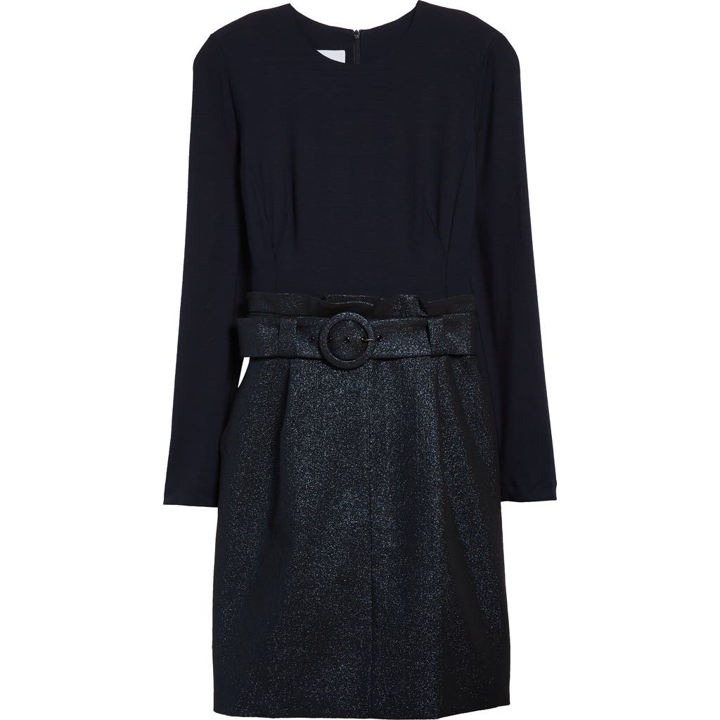 Akris Punto Mixed Media Long Sleeve Minidress In Ink-metallic Night Sky