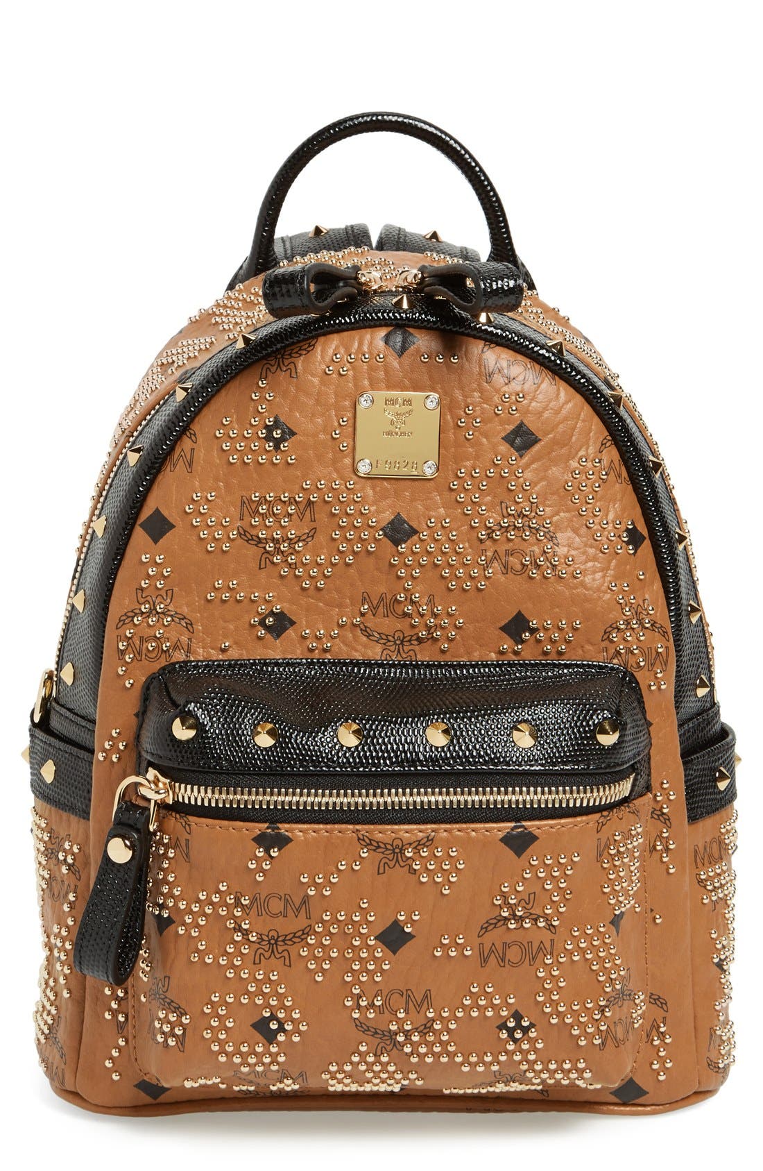 MCM 'Mini Visetos' Studded Logo Print Backpack Nordstrom
