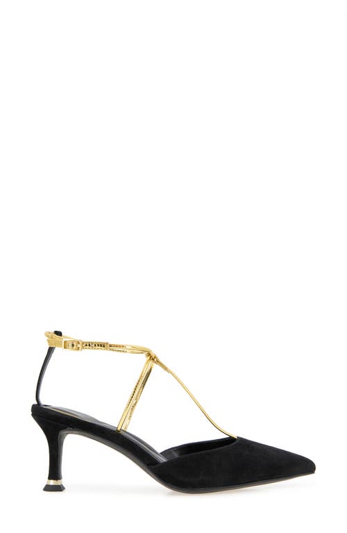 Kenneth Cole Umi T-strap Pointed Toe Pump In Black Suede