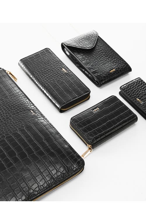 Shop Mango Croc Embossed Faux Leather Laptop Case In Black