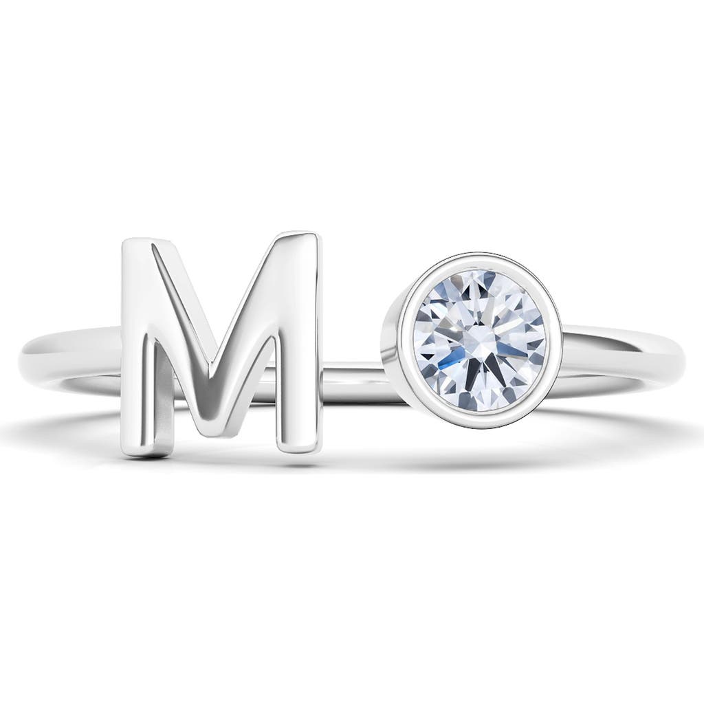 Hautecarat Lab Grown Diamond Letter Ring In 18k White Gold - M