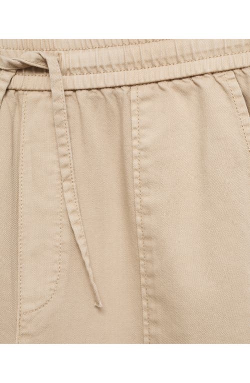 Shop Mango Elastic Waist Drawstring Pants In Sand