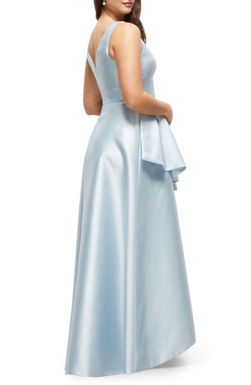 Alfred Sung Beaded Flower Sleeveless High-low Gown In Mist