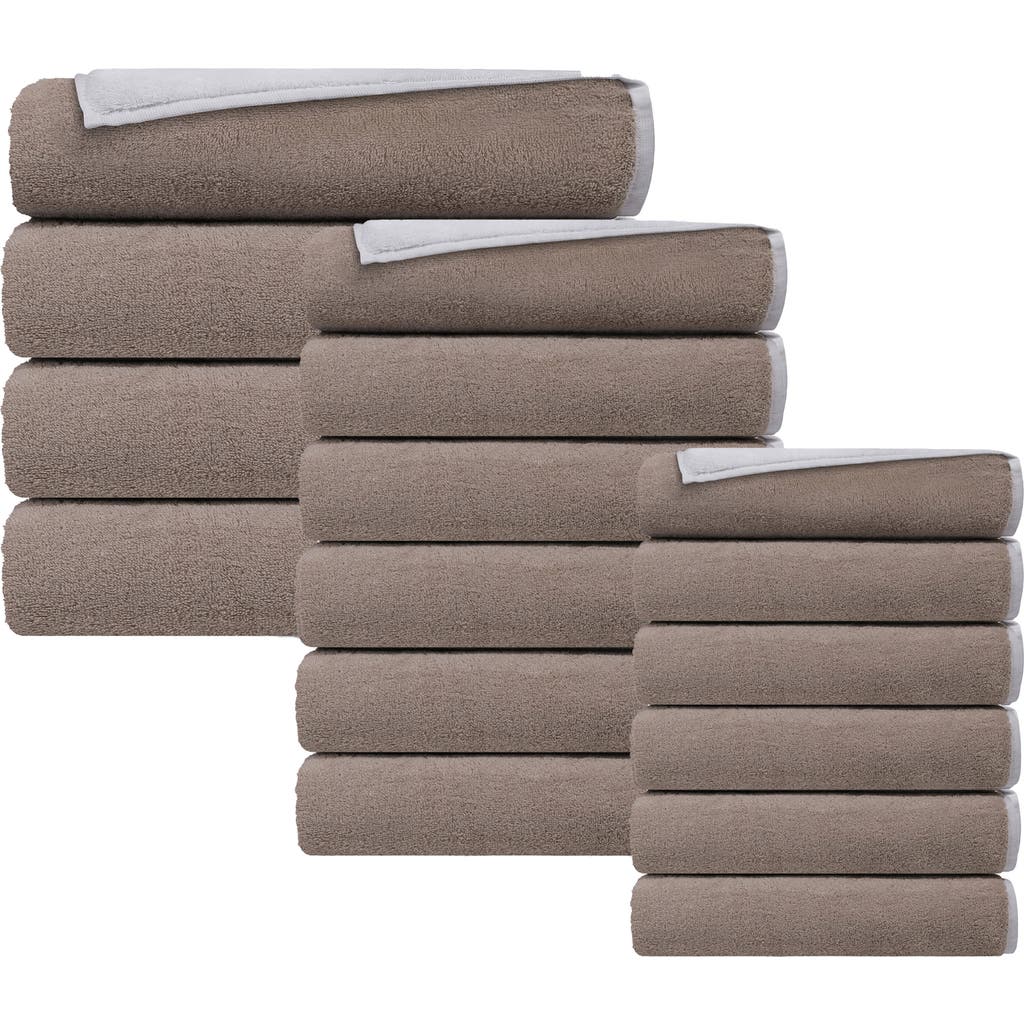 Brooks Brothers Double Face 16-piece Turkish Cotton Towels Set In White Beige