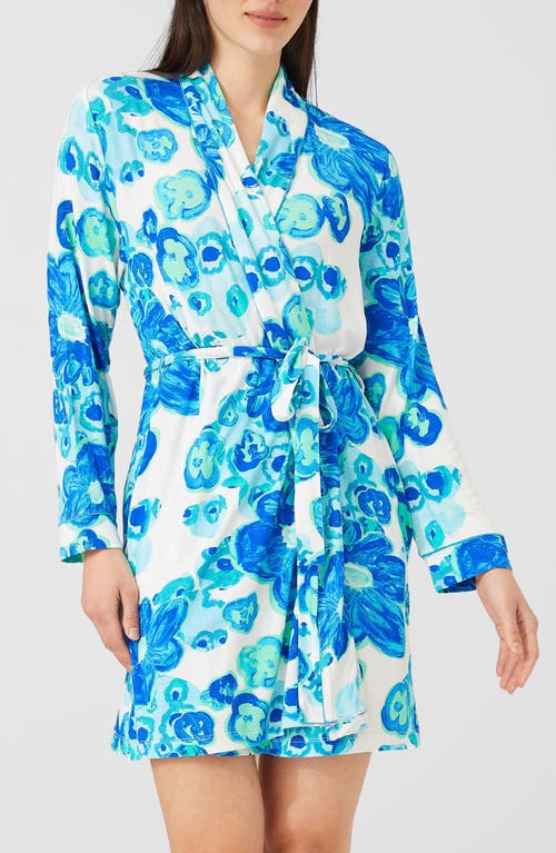 Shop Alivia Joey Print Robe In Floral Pond Blue