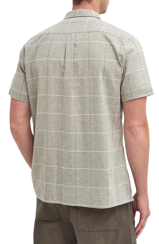 Shop Barbour Swaledale Check Short Sleeve Linen & Cotton Button-up Shirt In Olive