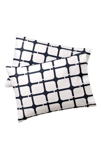 Shop Brooks Brothers Geo Turkish Cotton Pillowcases In Navy