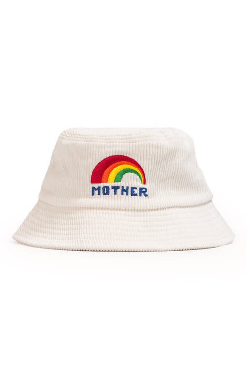 Shop Mother The Bucket List Corduroy Bucket Hat In Cream- Rainbow
