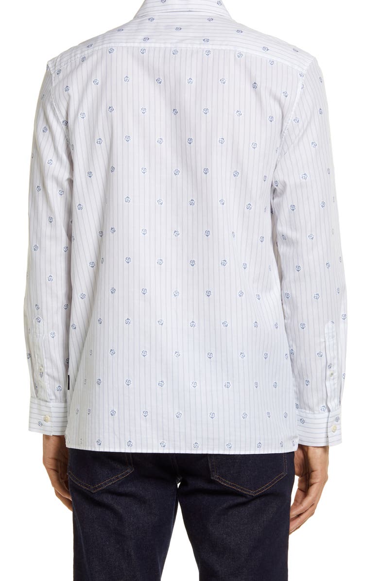 Marshes Flower Stripe Cotton Button-Up Shirt