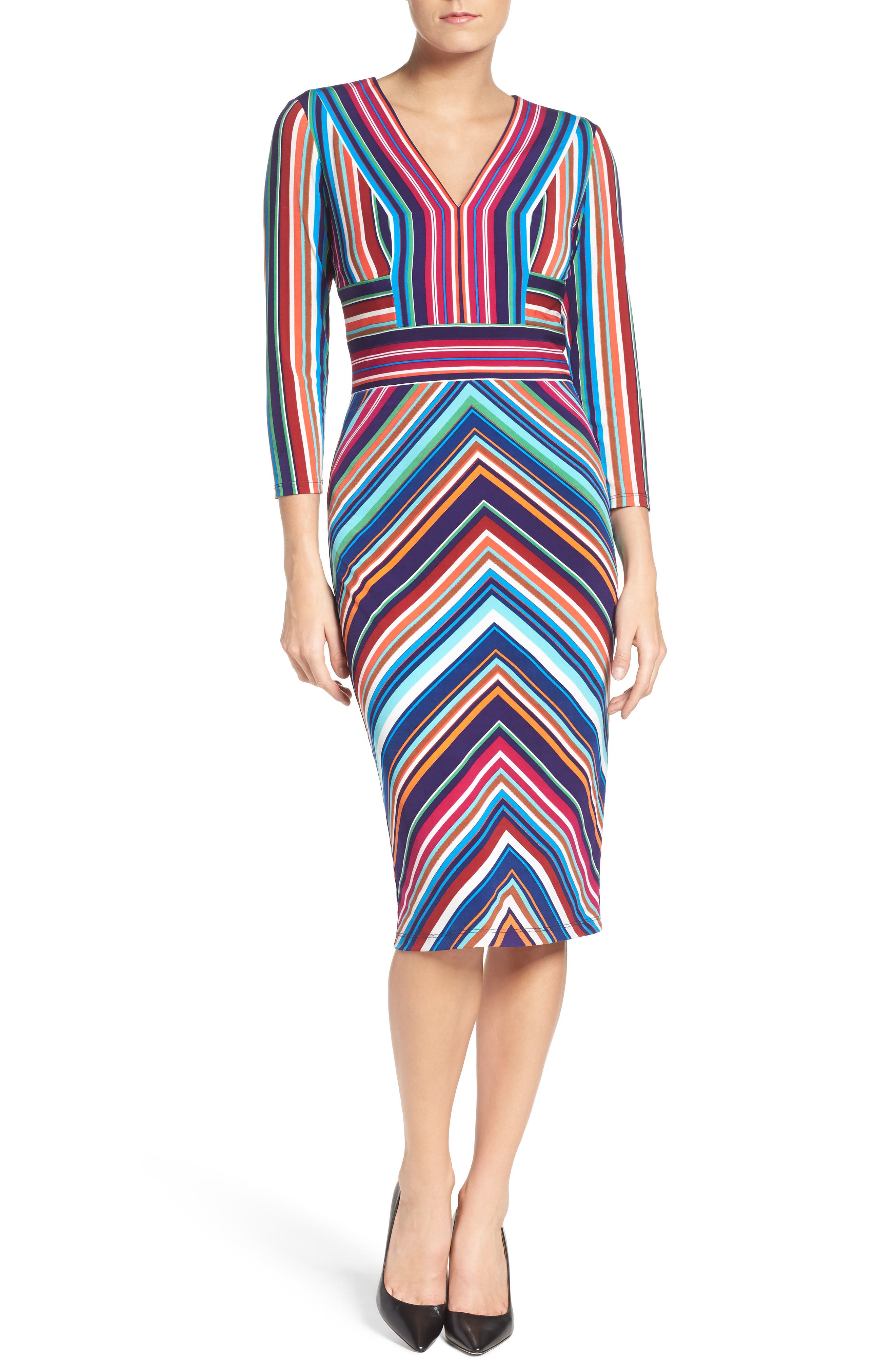 Maggy London Stripe Midi Dress (Regular & Petite) Nordstrom