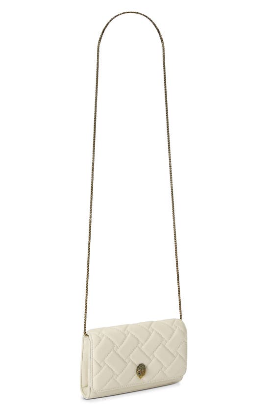 Shop Kurt Geiger Extra Mini Kensington Quilted Leather Wallet On A Chain In Natural