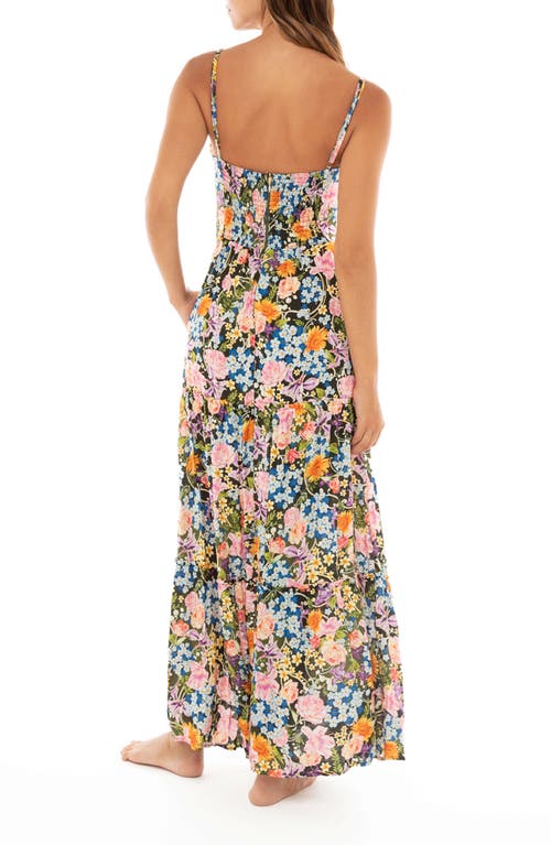 Shop Agua Bendita Suzie Dreamn Floral Cover-up Maxi Dress In Black Multi