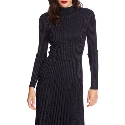 Court & Rowe Metallic Mock Neck Ribbed Sweater, Blue