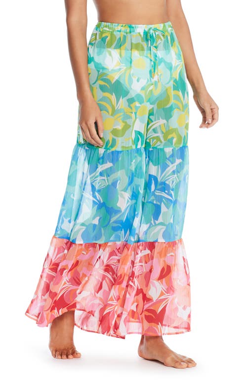 Rod Beattie Summer Escapes Tiered Chiffon Palazzo Cover-Up Pants Green Multi at Nordstrom,