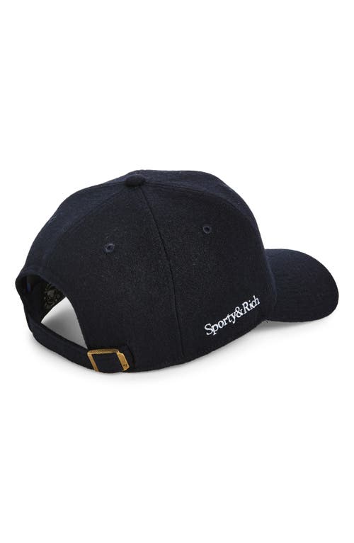 Shop Sporty And Rich Sporty & Rich Yankees Wool Adjustable Baseball Cap In Navy