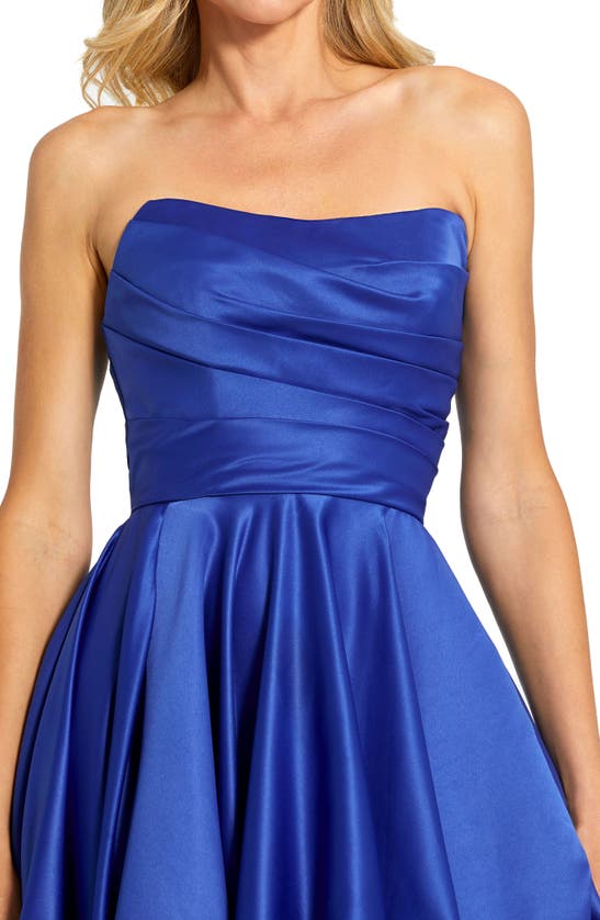 Shop Mac Duggal Strapless Asymmetric A-line Gown In Cobalt