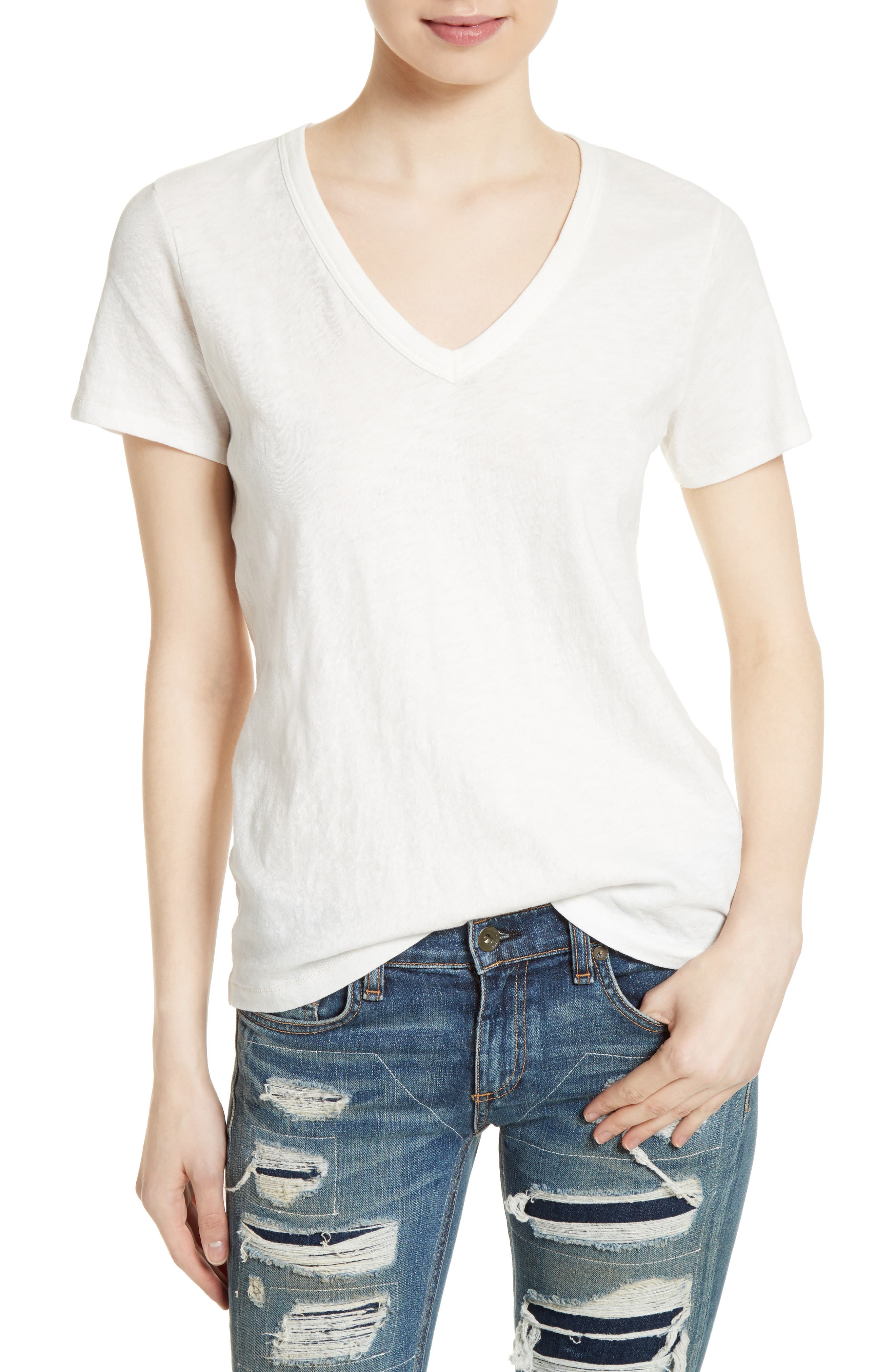 rag & bone /JEAN The Vee Tee in Bright White at Nordstrom, Size X-Large