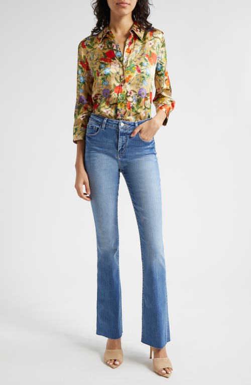 Shop L Agence L'agence Dani Floral Print Silk Button-up Shirt In Yellow Multi Vintage Botanical