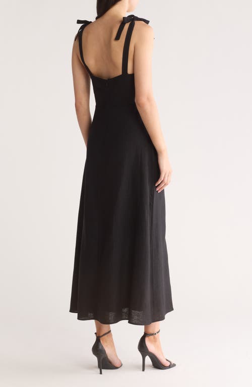 Shop Wayf Tie Strap Linen Blend Tank Dress In Black