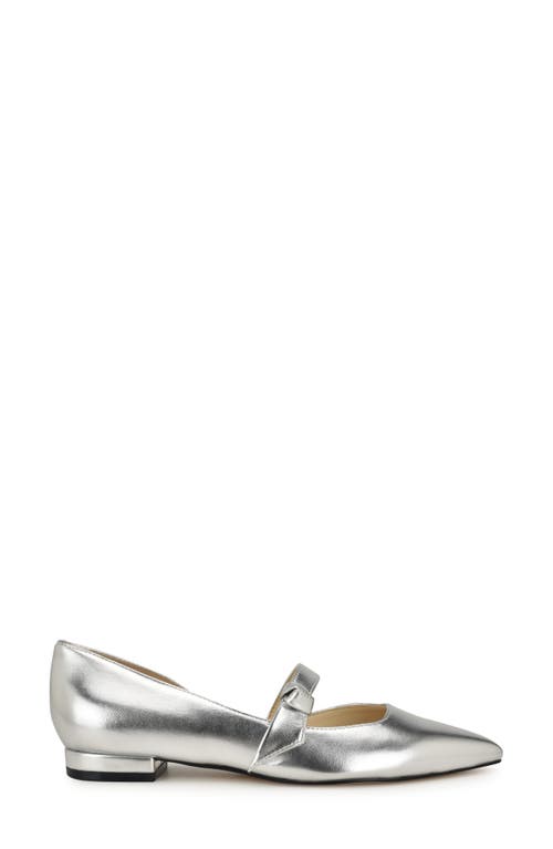 Shop Nine West Luso Mary Jane Half D'orsay Pointed Toe Flat In Silver