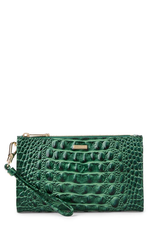 Daisy Croc Embossed Leather Wristlet in Parakeet