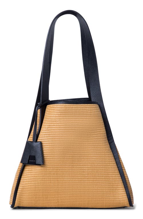 Shop Akris Medium Alex Raffia & Leather Bucket Tote In 439 Camel/black