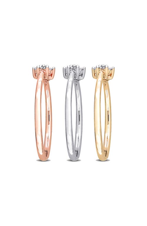 Delmar Set Of 3 Floral Diamond Rings In Multi