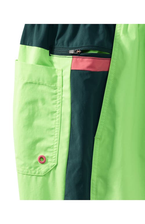 Shop Lands' End 9" Volley Swim Trunks In Lime Jade Colorblock