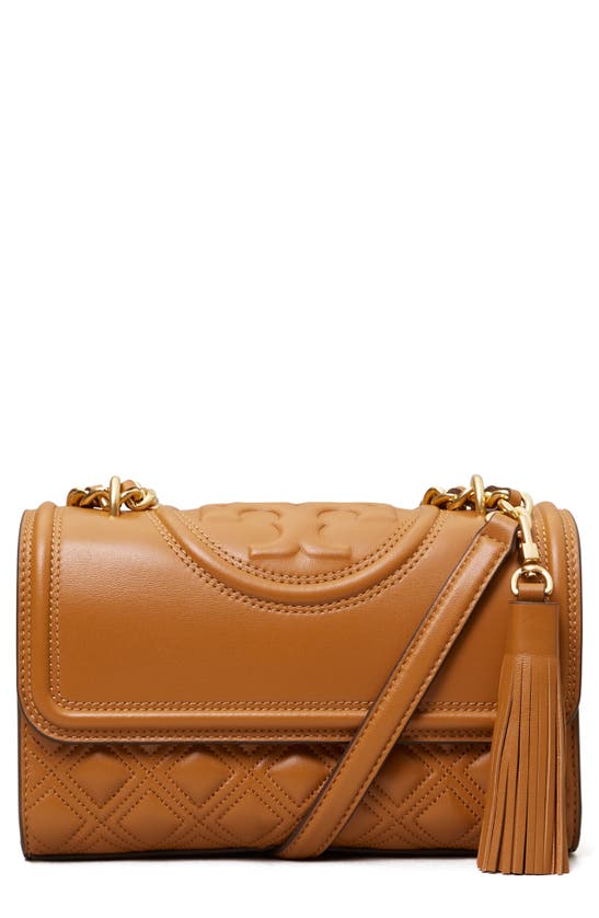 Shop Tory Burch Small Fleming Convertible Leather Shoulder Bag In Kobicha