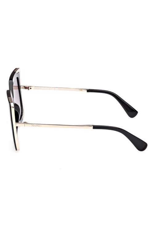 Max Mara Design 52mm Cat Eye Sunglasses In Shiny Black/gradient Smoke