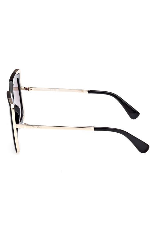 Shop Max Mara Square Sunglasses In Shiny Black/gradient Smoke