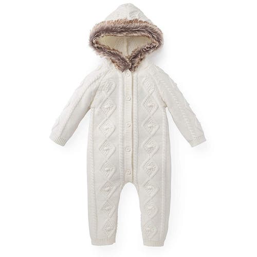 Shop Hope & Henry Baby Faux Fur Hooded One Piece, Infant In Soft White