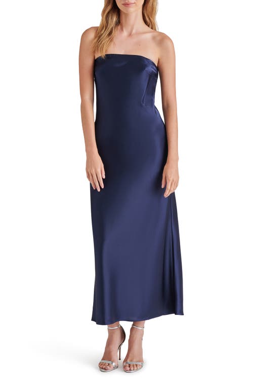 STEVE MADDEN STEVE MADDEN JESSAMINE STRAPLESS STRETCH SATIN DRESS 